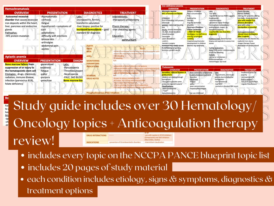 Hematology & Oncology Study Guide / Heme-onc Study Guide / Physician ...