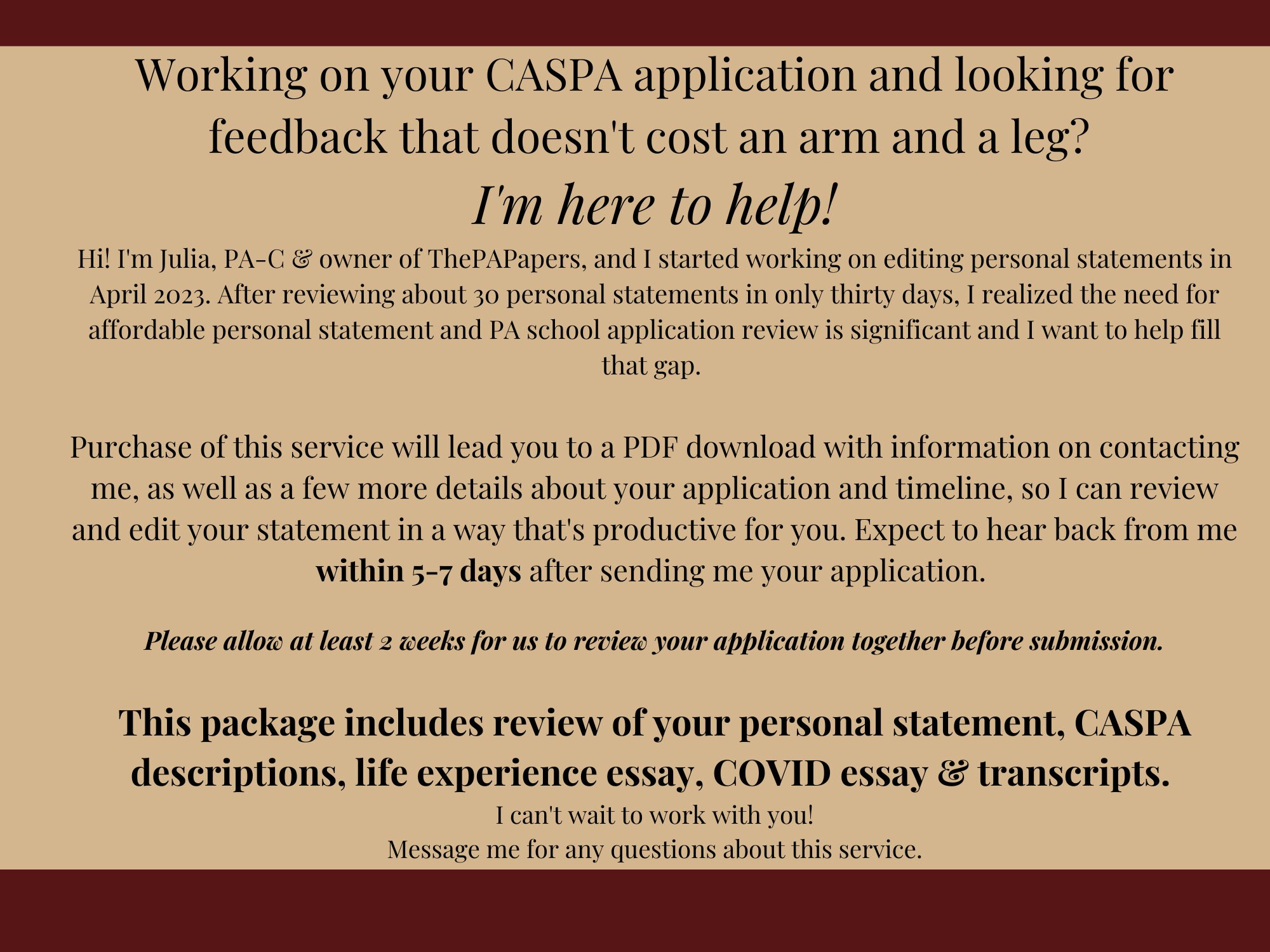 Personal Statement & CASPA Application Review Service Pre-pa Student ...