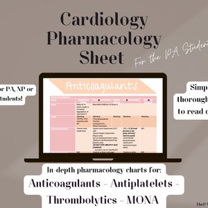 Anticoagulation Pharmacology Sheet