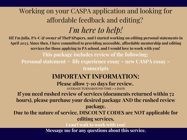 CASPA Essays & Personal Statement Review Combo Pack – Pre-pa Prep ...