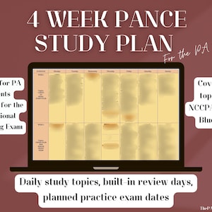4 Week PANCE Study Plan for the PA Student / PANCE Study Plan for Physician Assistant Students / *Updated for 2025