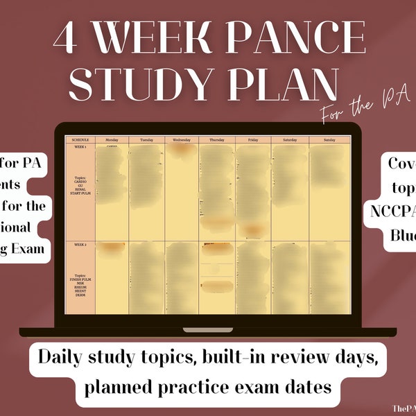 4 weken PANCE-studieplan voor de PA-student / PANCE-studieplan voor Physician Assistant-studenten