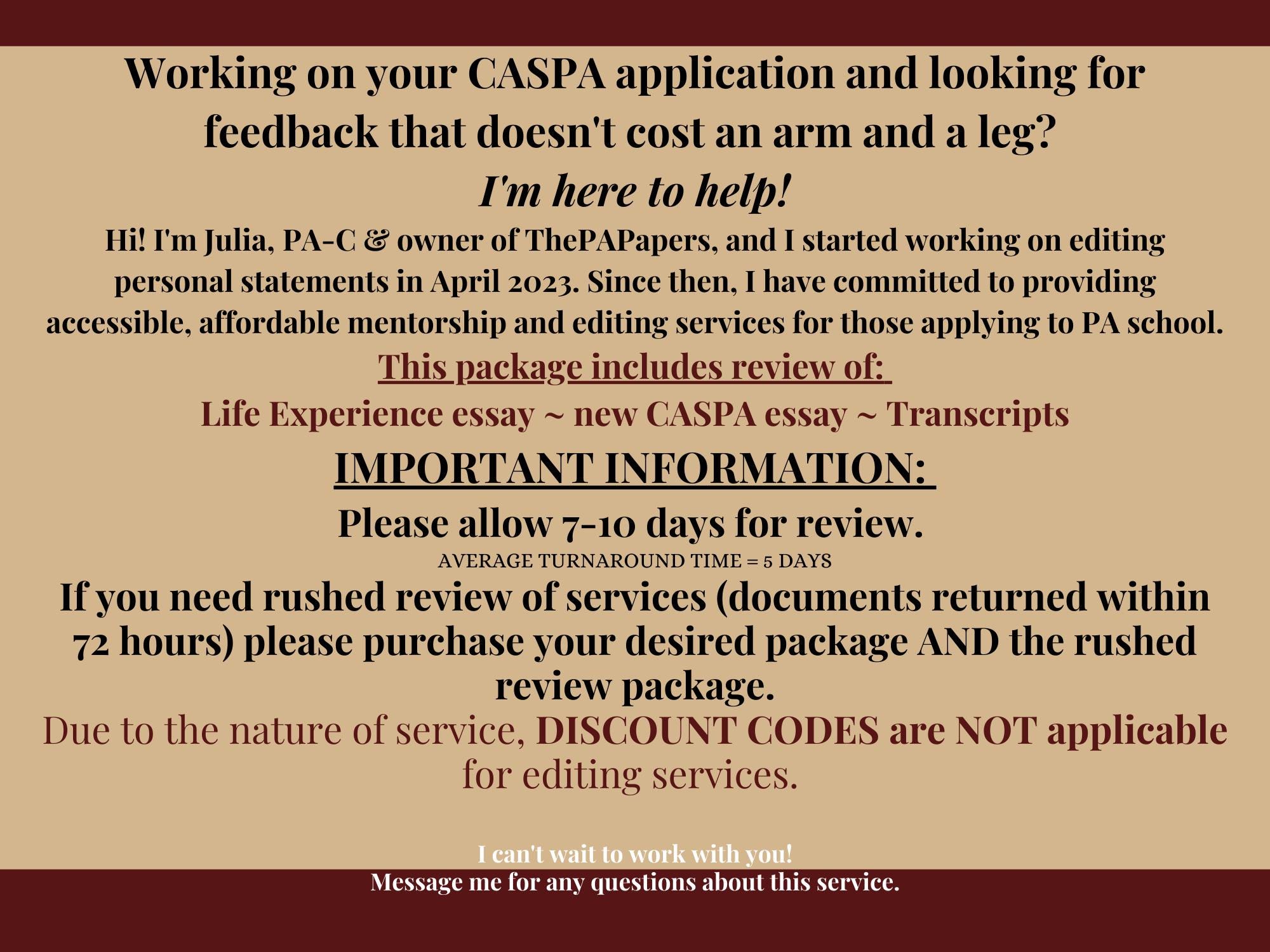 CASPA Application Review Service / Physician Assistant Student / Pre-pa ...