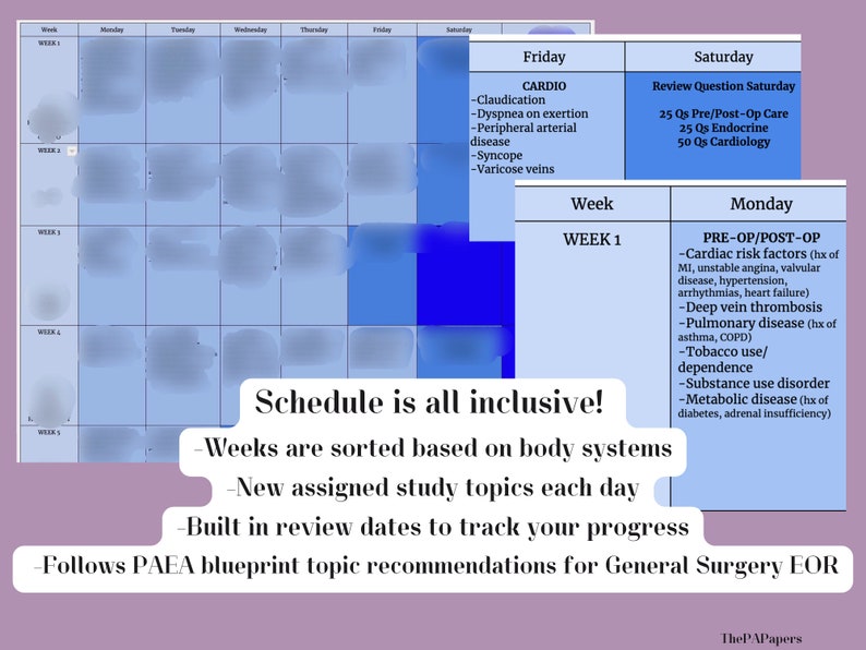 General Surgery EOR Study Plan / 5 Week General Surgery EOR Study Plan for Physician Assistant