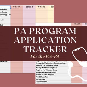 Pre-PA Anwendung & Programm Detail Tracker / Pre-PA Checkliste / Pre-Arzt Assistent Programm Tracker