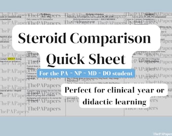 Guía rápida de comparación de esteroides para estudiantes de medicina, asistente médico y enfermero especializado (descarga digital)