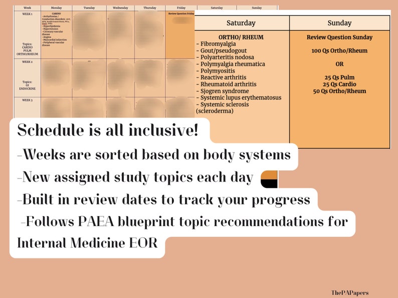 4 Week Internal Medicine EOR Study Plan / Internal Medicine EOR Study Plan / EOR Study Plan for