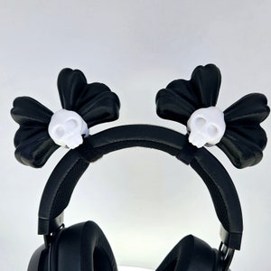 Skull Bow Creepy Cute Headphone attachments, headband accessories, gamer Cosplay Streaming Accessories, streamer gift