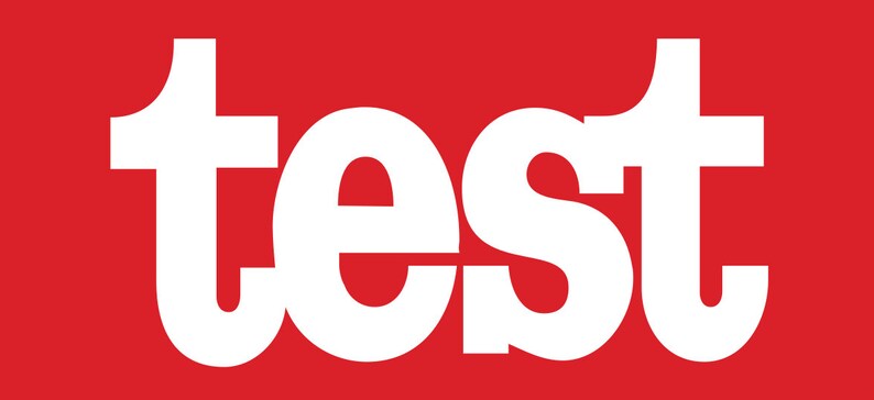 Op de afbeelding: Witte tekst op een rode achtergrond die het woord "test" spelt.