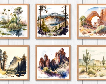 National Parks Digital Prints and Posters in Watercolor Art Home Decor Collection Wall Art Gifts for Friends National Park Collection Prints