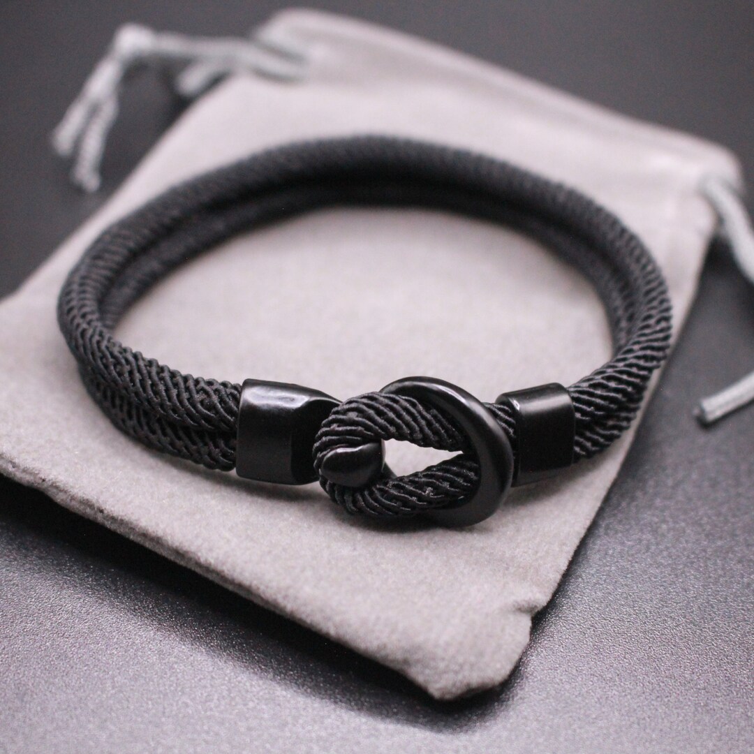 Minimalist Black Rope Bracelet | Unisex Hook Clasp, Adjustable - Etsy UK