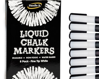 Chalk Markers - 8ct Fine Tip, 1mm White Liquid Chalk Markers (White 1mm)