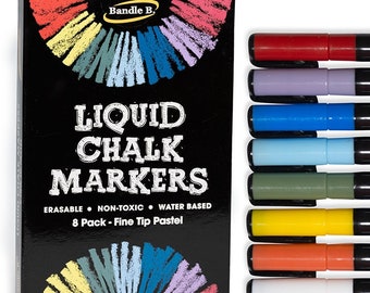 Chalk Markers - 8ct Fine Tip, 1mm Pastel Liquid Chalk Markers (Pastel 1mm)
