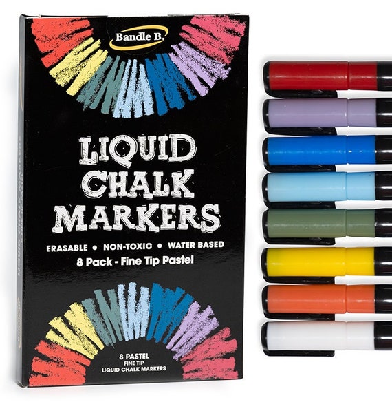 Chalk Markers 8ct Fine Tip, 1mm Pastel Liquid Chalk Markers pastel