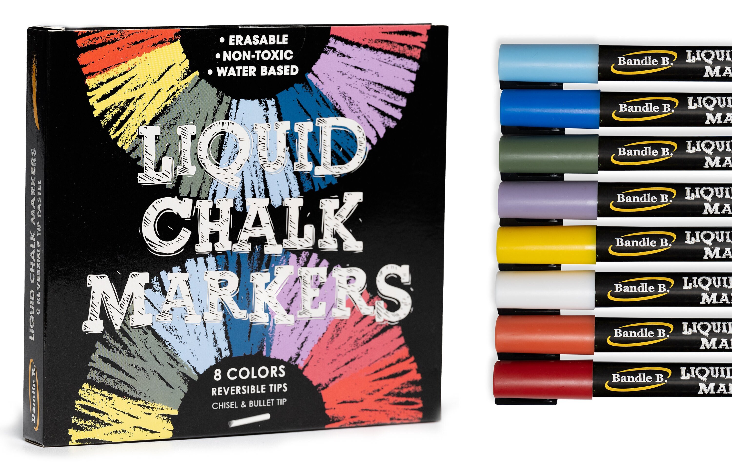 16 Vibrant Liquid Chalk Markers w/Case - Easy to Clean & Erase Chalkboard  Markers, Revesible Tip