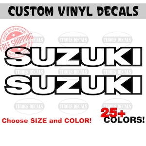 x2 Suzuki Decals Outlined Suzuki Stickers Suzuki Motorcycle Helmet Suzuki Bike Outboard Suzuki Marine Boat ATV UTV Suzuki Decals Dirt Bike