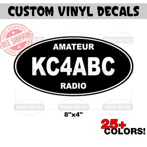 Ham Radio Call Sign Decal Oval - Amateur Radio Callsign Sticker Antenna Custom Decal Ham GMRS Amateur Radio License Car Truck Window Round