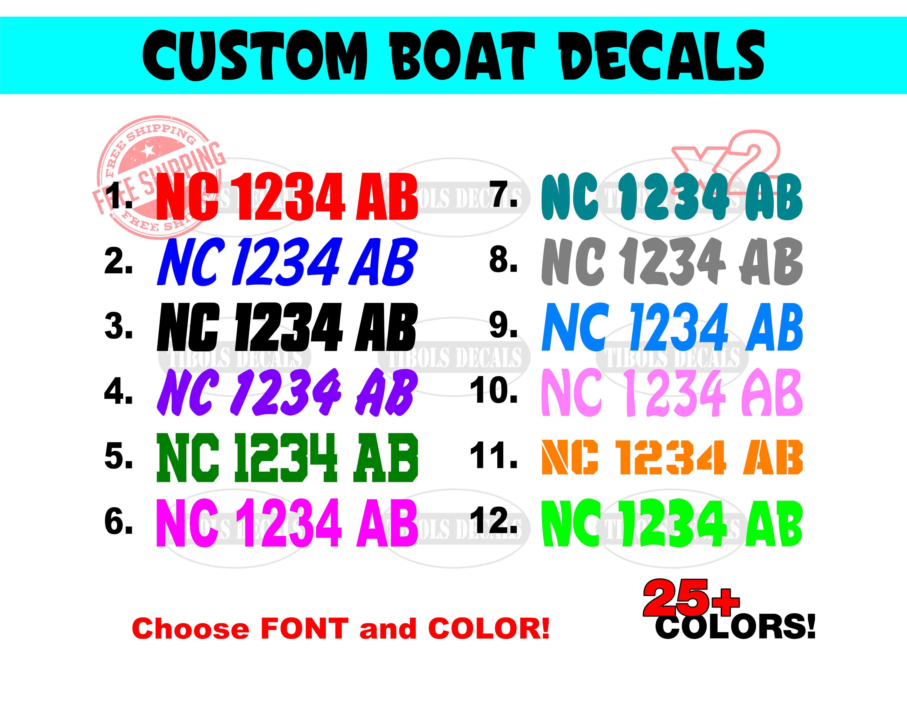 Custom Boating Numbers Made To Order Boat Numbers Custom Boat Registration Number Vinyl Decals ...