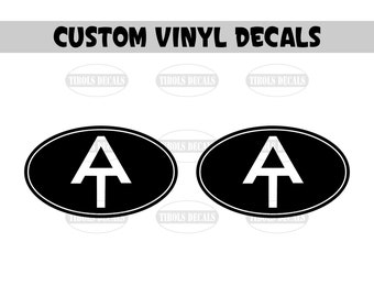 Two AT Appalachian Trail Oval Decals (1 pair) AT Stickers AT Thru Hiker decal White Blaze Stickers