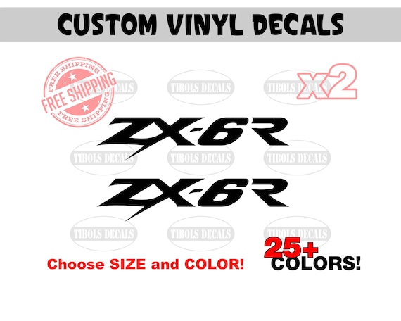 Kawasaki ZX-6R Decals Kawasaki Ninja ZX-6R Stickers (1 Set) Helmet