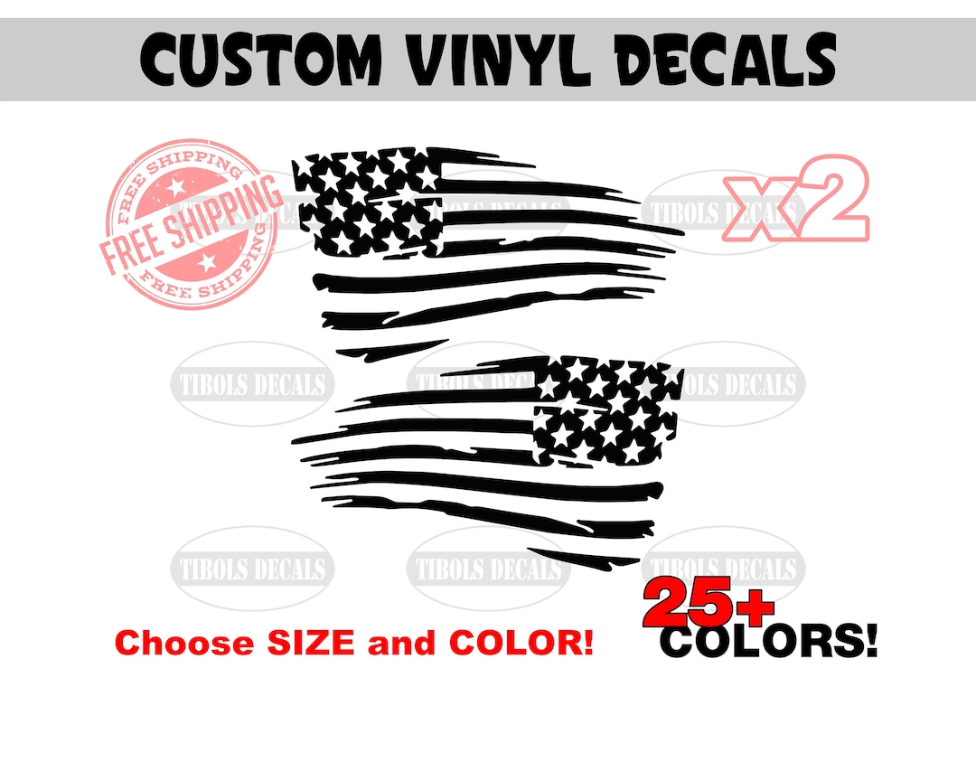 USA Distressed Flag Decals Ripped Torn US Distressed American Flag ...