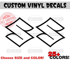 x2 Suzuki S Outline Decals Suzuki S Stickers Suzuki Motorcycle Helmet Suzuki Bike Outboard Suzuki Marine Boat ATV UTV Decals Dirt Bike