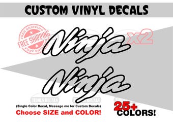 X2 Kawasaki Ninja Outline Decals Kawasaki Motorcycle Helmet