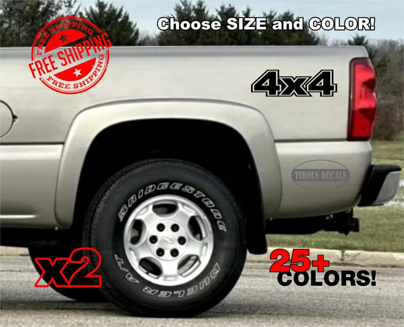 Two 4x4 Decals 4X4 Vinyl Stickers Fits Chevy Ford Dodge Jeep Toyota ...