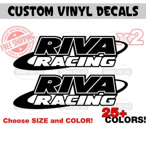Two Riva Racing Decals, Riva Racing Stickers (one set) PWC Jetski Watercraft Sports Yamaha Kawasaki Sea-Doo Riva Racing Decals