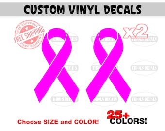 Two Cancer Awareness Ribbon Decals - Cancer Awareness Ribbon Stickers Vinyl Decals Show Your Support Care Awareness Decals Truck Car Window