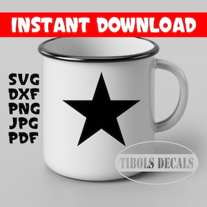 Solide Stern SVG-Datei Basic Stern-Datei Einfacher Stern SVG-Schnitt-Datei-Datei für Cricut Silhouette Digital Download Schablone Abziehbild HTV