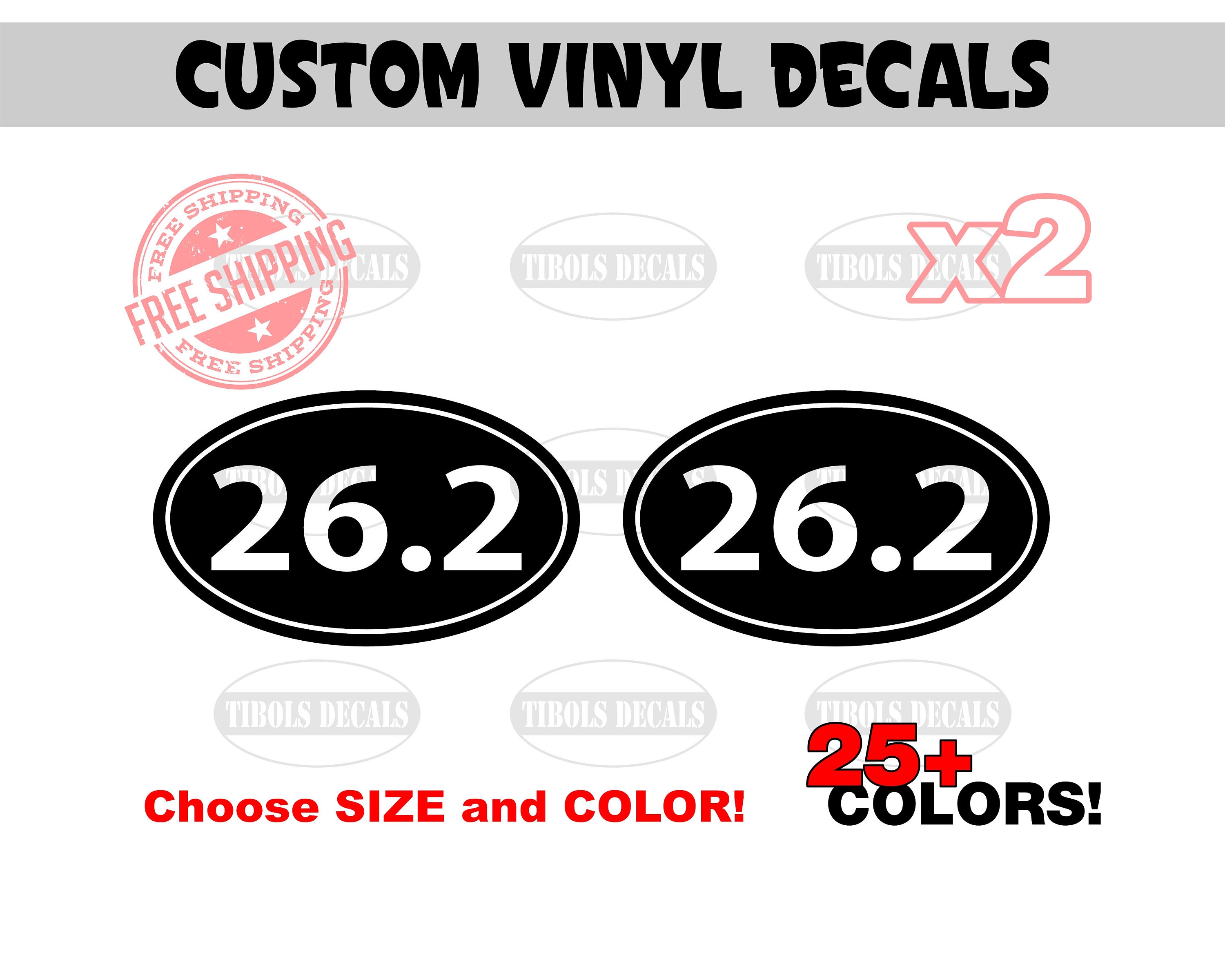 Two 26.2 Full Marathon Decals (1 Pair) 26.2 Running Stickers, 42k ...