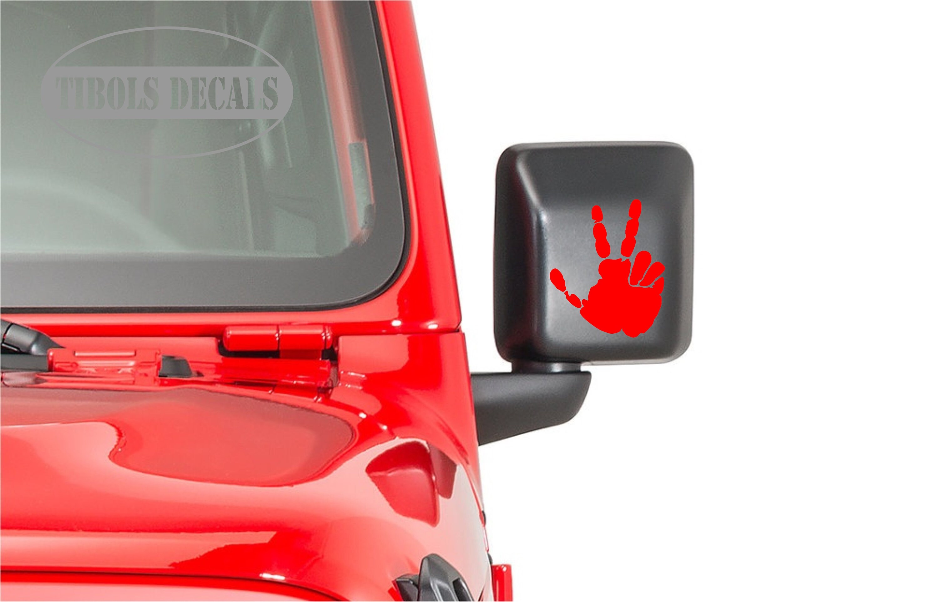 thumbnail image 2 of Jeep Two Finger Wave Decal Sticker Set For Mirrors (1 Set, 2 Decals) - Glossy Vinyl 2 of 5
