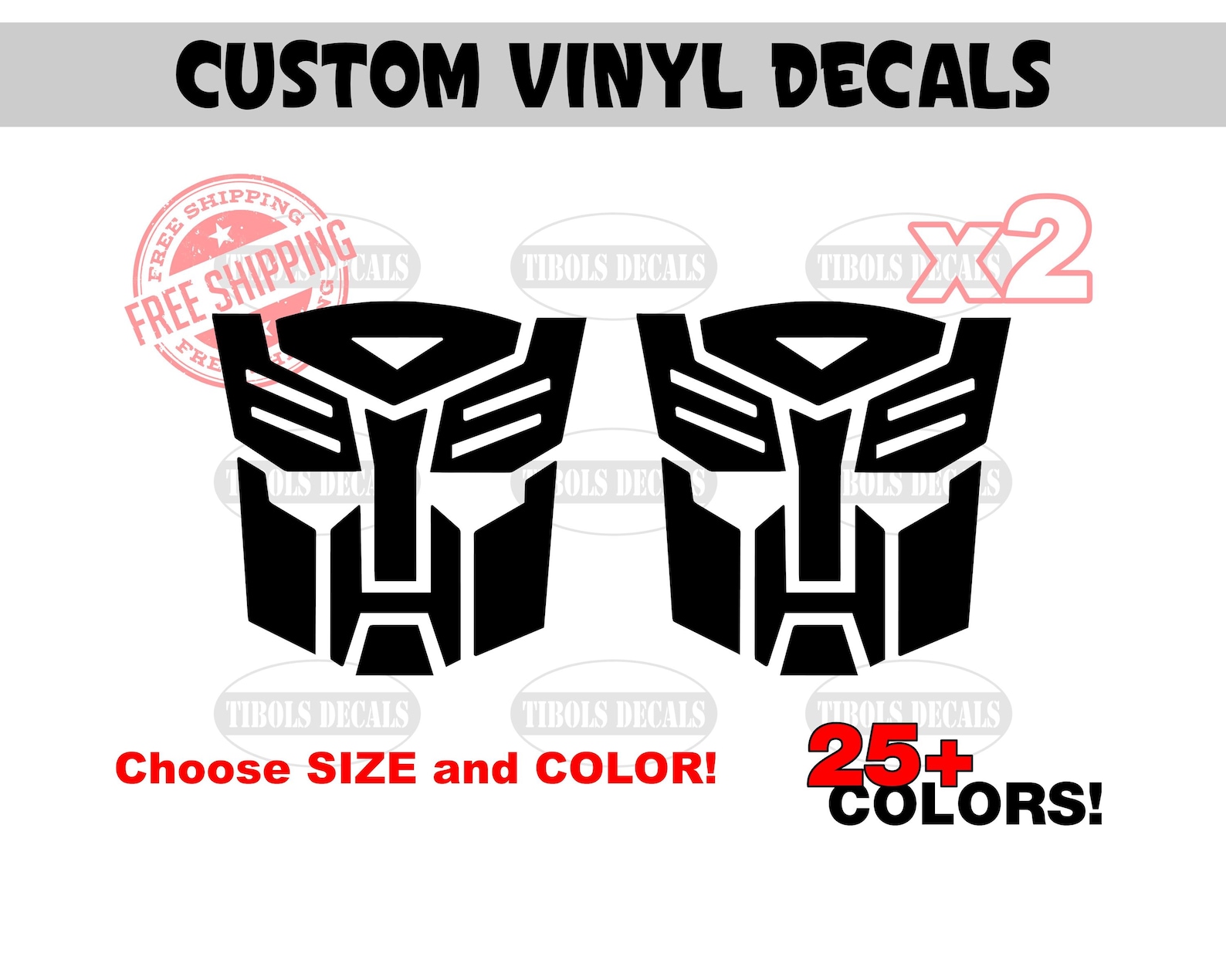 2x Transformers Autobot Stickers Transformer Auto Bot Vinyl Decals (1 ...