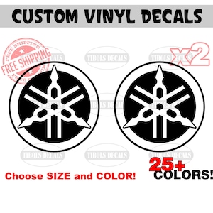 x2 Yamaha Logo Decals Yamaha Tuning Fork  Circle Logo Jetski Motorcycle Boat Helmet Stickers