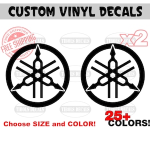 x2 Yamaha Tuning Fork Decals Yamaha Circle Logo Jetski Motorcycle Boat Helmet Stickers