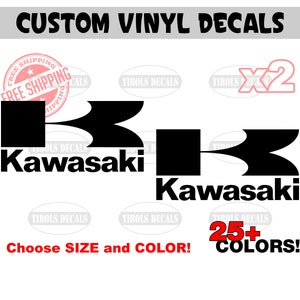 x2 Kawasaki with Logo Decal Helmet Kawasaki Stickers Dirt Bike ATV PWC UTV Jetski Tank
