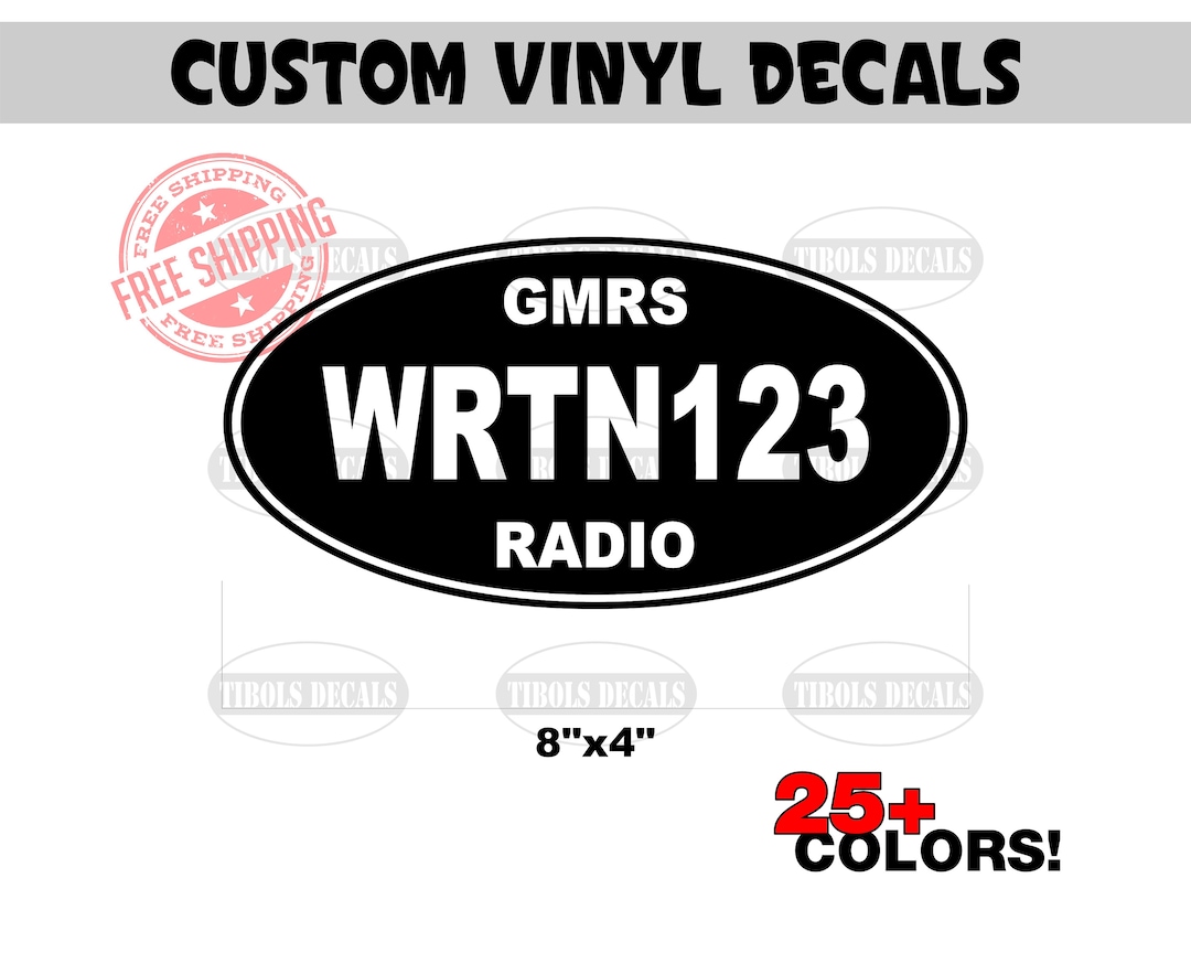GMRS Radio Call Sign Decal Oval Amateur Radio Callsign Sticker Antenna