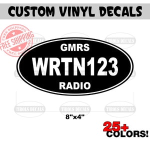 GMRS Radio Call Sign Decal Oval - Amateur Radio Callsign Sticker Antenna Custom Decal Ham GMRS Amateur Radio License Car Truck Window