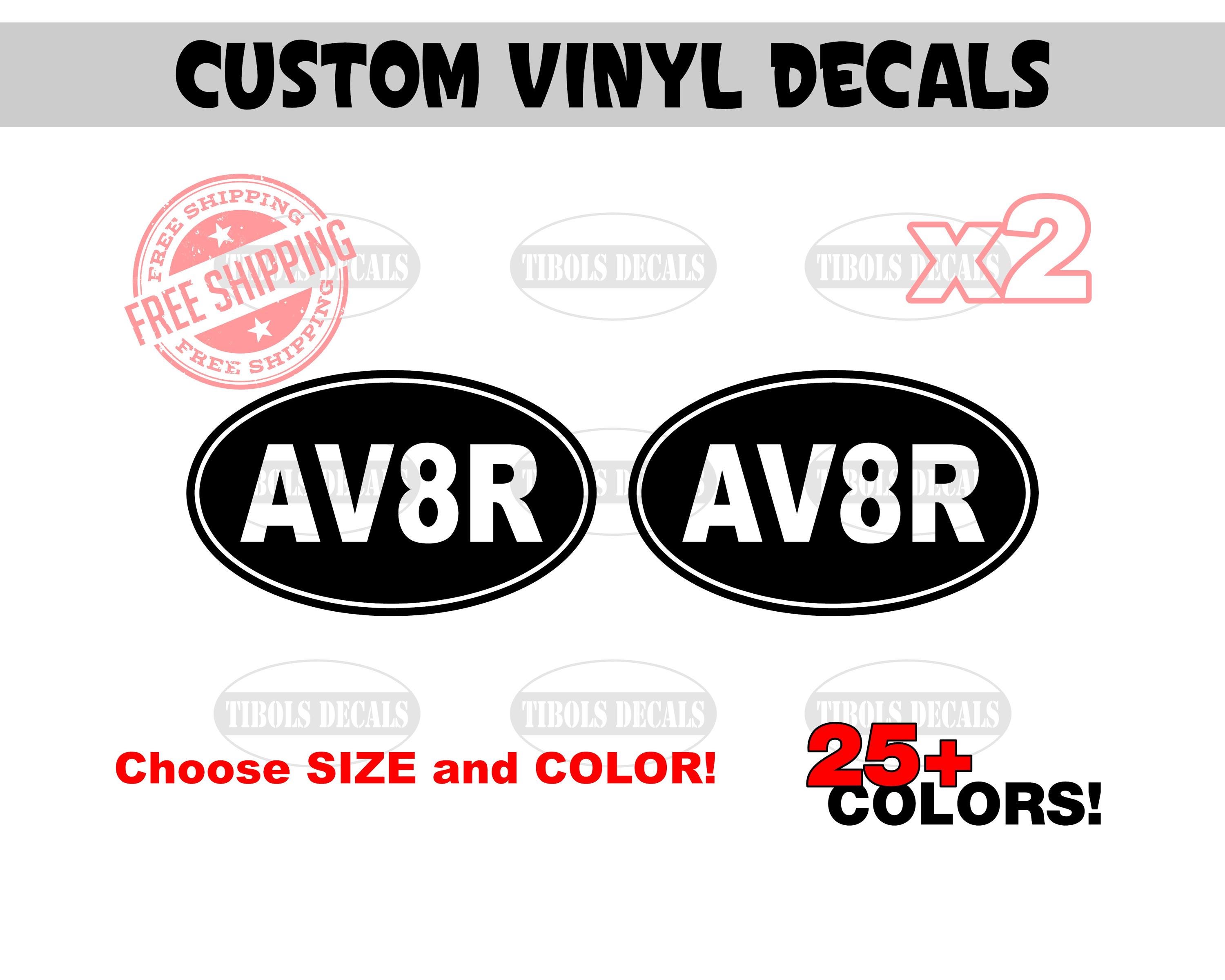 Aviator Text Sticker Two Oval AV8R Decals (1 Set) Aviator Pilot Stickers Airplane Flying ...