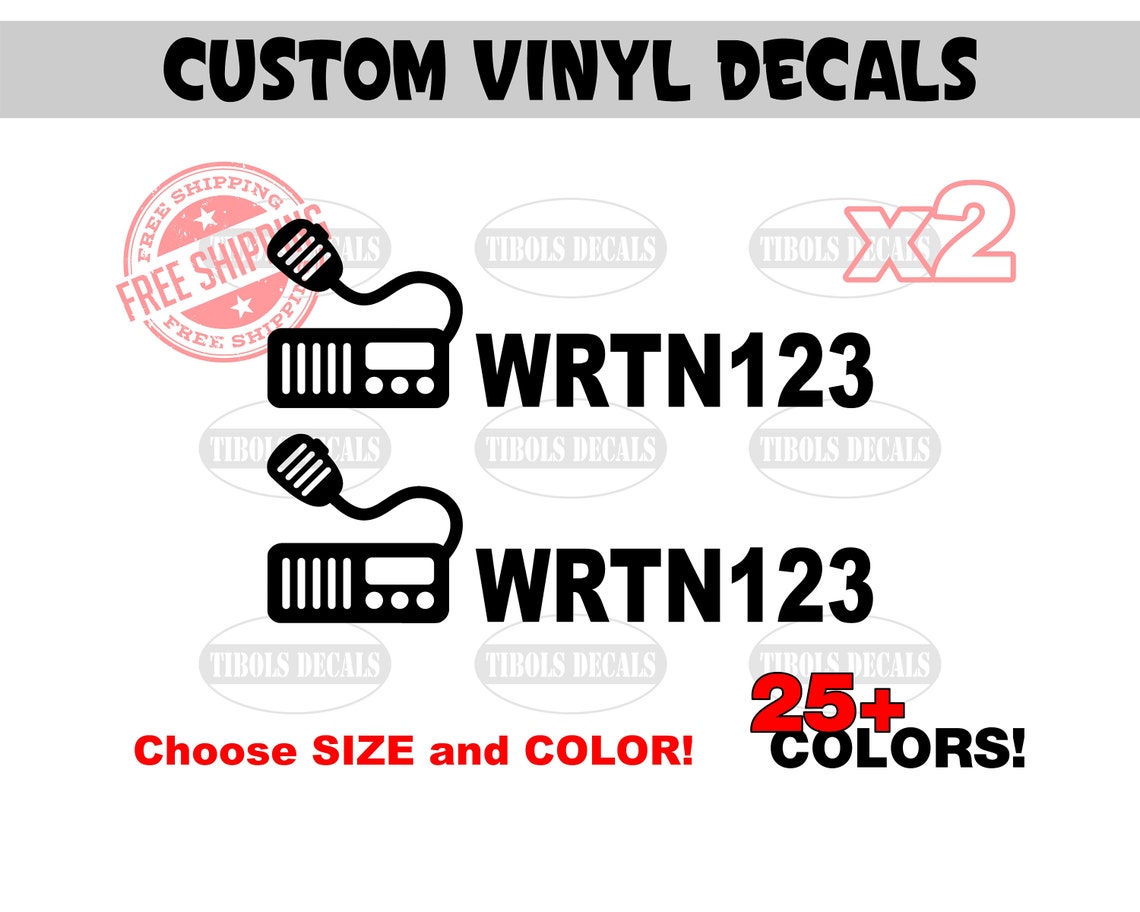 Call Sign Sticker GMRS Ham Radio Base Station Call Sign Decal Amateur Radio Callsign ...
