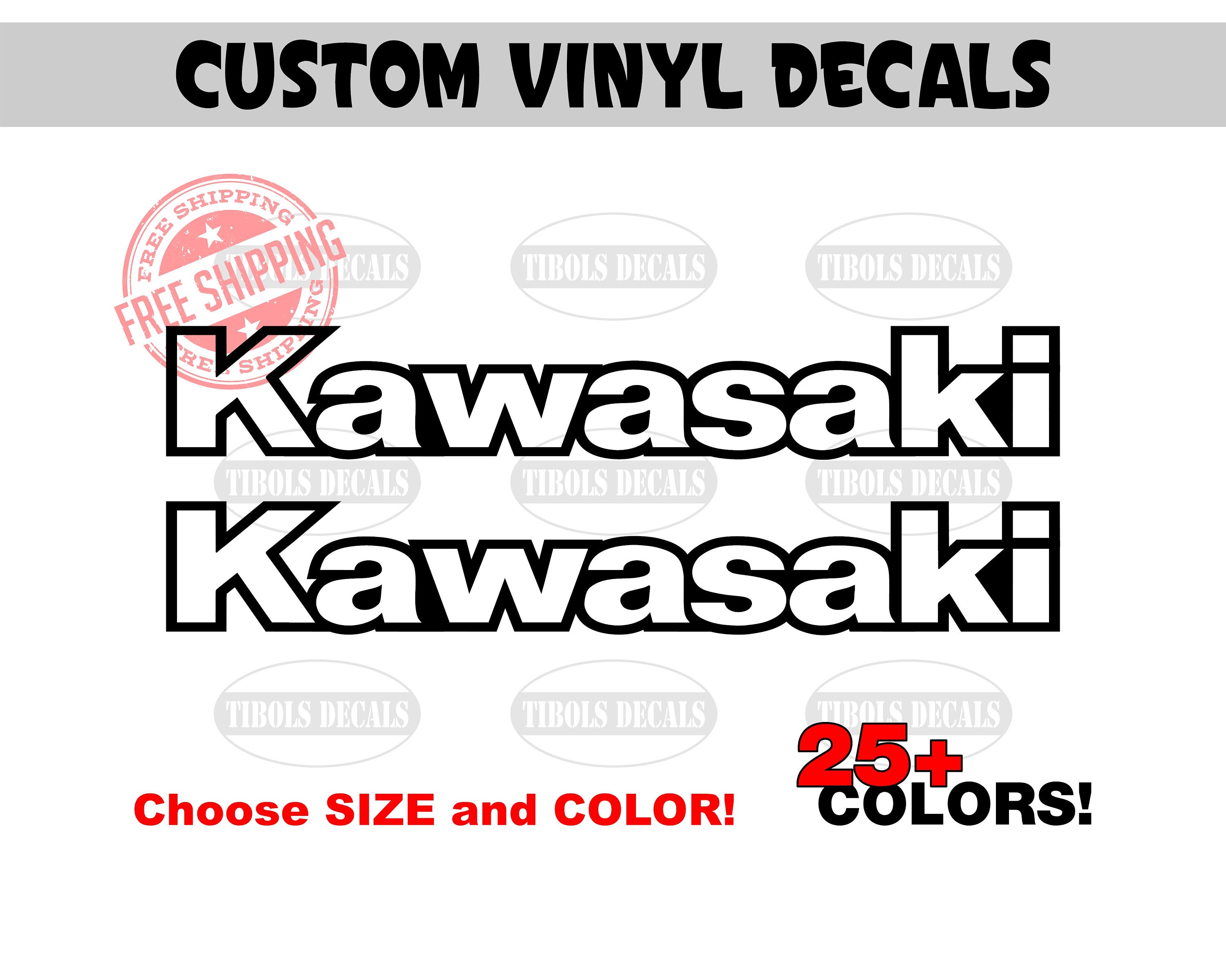 X2 Kawasaki Decals Outlined (1 Set) Kawasaki Stickers Dirt Bike
