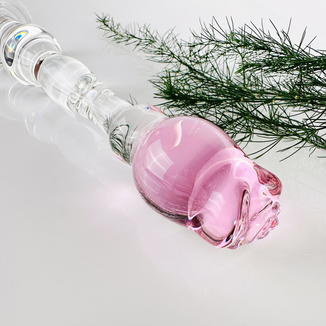 Pink Glass Curved G-Spot Dildo