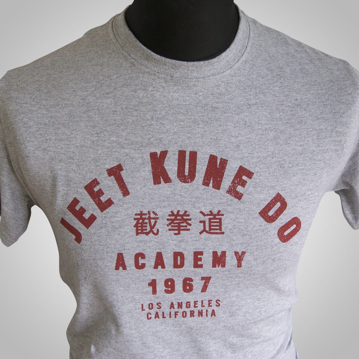 T-shirt Rétro Jeet Kune Do Academy - Hommage à Bruce Lee Et Au Kung Fu - Couleur Gris - Marque Gildan
