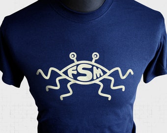 Flying Spaghetti Monster Pastafarian T Shirt (Blue)