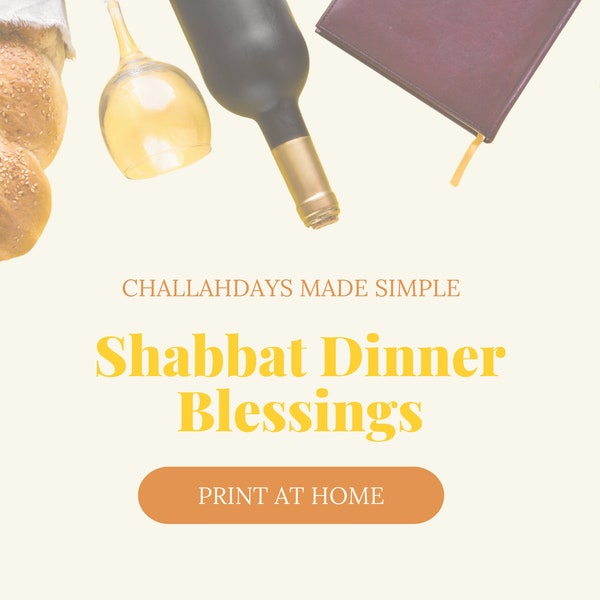 Printable Shabbat Dinner Blessings | Jewish Prayers | Hebrew Prayers | Jewish Holiday