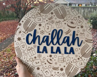 Challah La La La Door Hanger | 18" Round Hanukkah Holiday Decor