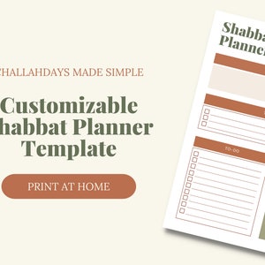 Customizable Shabbat Planner Template Printable to Do List - Etsy