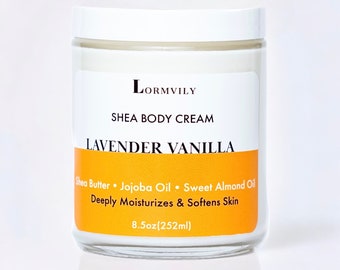 Lavender Vanilla Body Cream, Whipped Body Butter Cream With Shea Butter