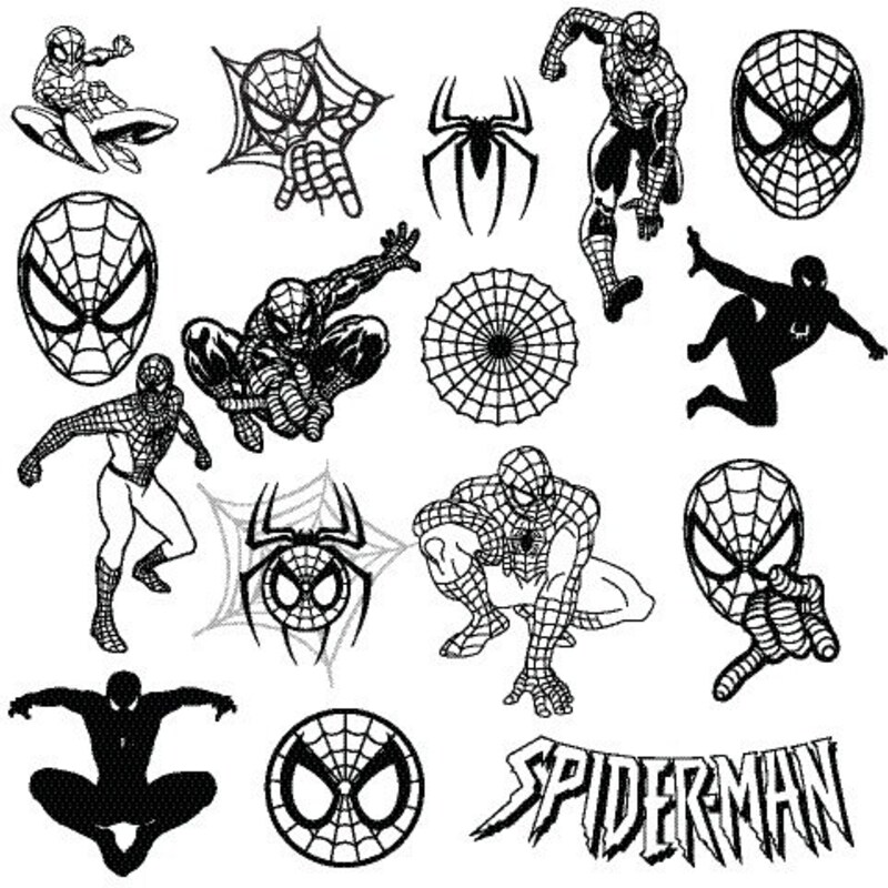Black And White Spiderman Clipart Etsy